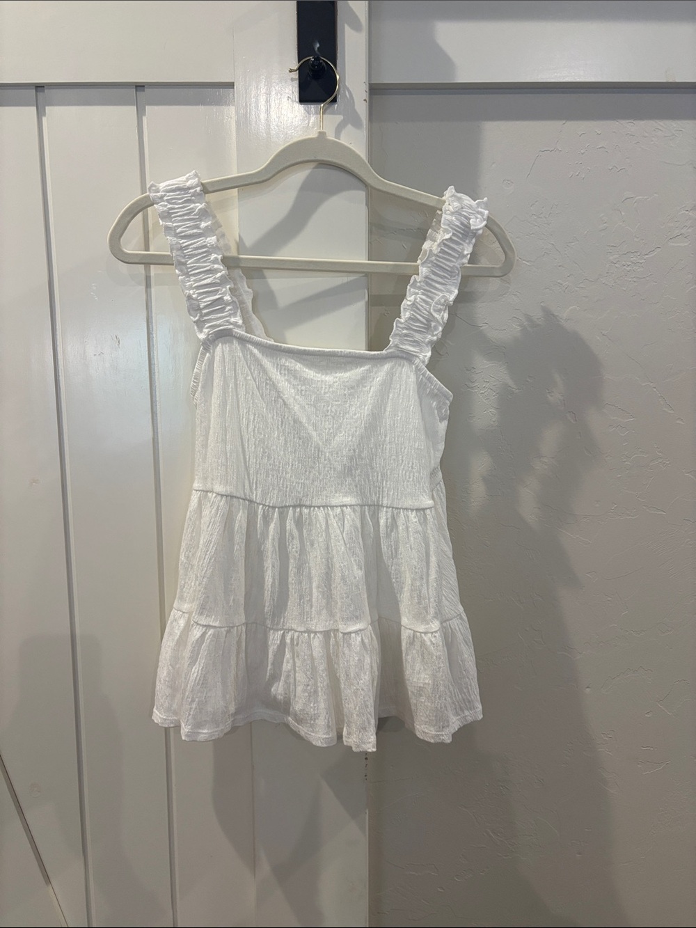 Altar'd State White Ruffled Strap Tiered Tank